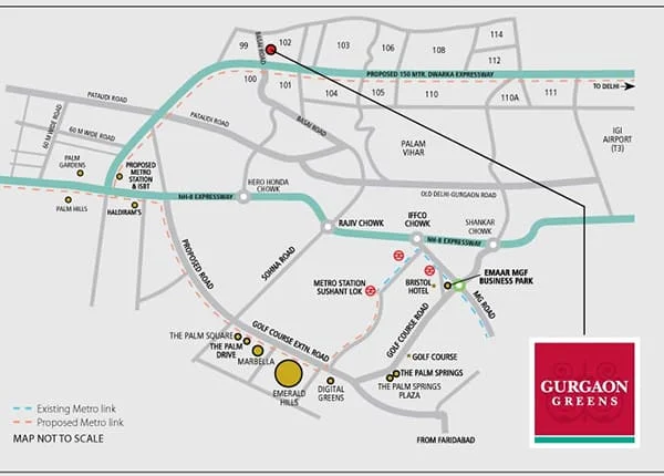 Emaar Gurgaon Greens location map