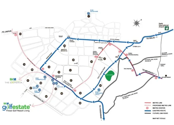 M3M Golf Estate location map